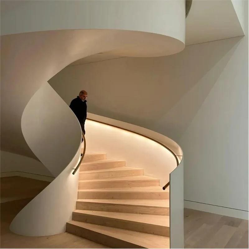 custom.Custom Indoor Staircase with Decorative Wrought Iron Railings Wooden Treads Durable Steel Frame Design Luxury