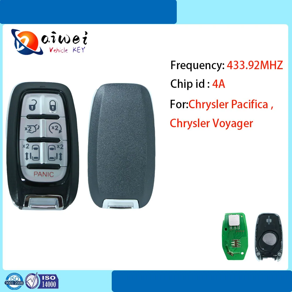 

M3N-97395900 7 Buttons Car Remote Key For Chrysler Pacifica 2017 2018 2019 2020 Voyager 2021 2022 2023 433.92MHz Smart Keyless