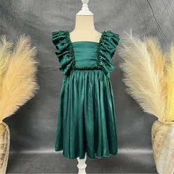 Vestido de princesa con volantes para niña de 0 a 6 años, disfraz de seda para fiesta de cumpleaños, sesión de fotos, verano, 2023