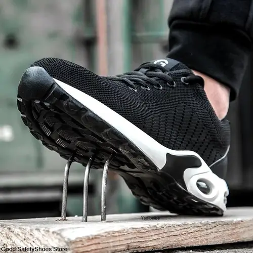 Imagen 2 del producto Zapatos de seguridad con punta de acero para hombre y mujer, zapatos de trabajo de protección de seguridad, botas de seguridad ligeras, zapatos indestructibles con cojín de aire