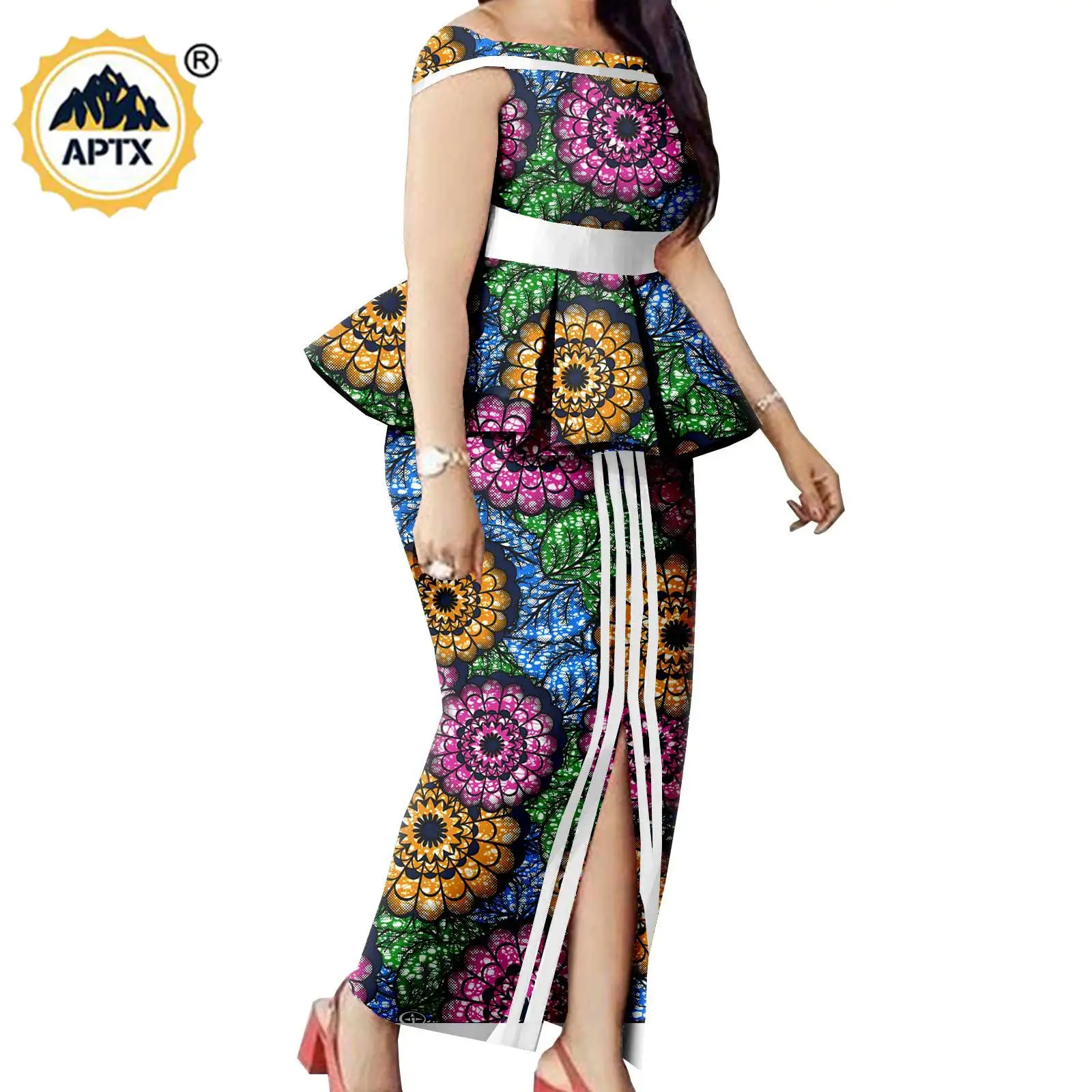 Matching Couple Outfits Men Shirts and Pants Sets Dashiki African Dresses for Women Top and Split Skirts for Wedding Y23C006