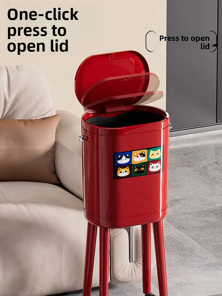 

Kitchen Trash Can High Legged No Bending Large Capacity Covered Home Use New 2025 Model Elegant Design Moving Paper Basket