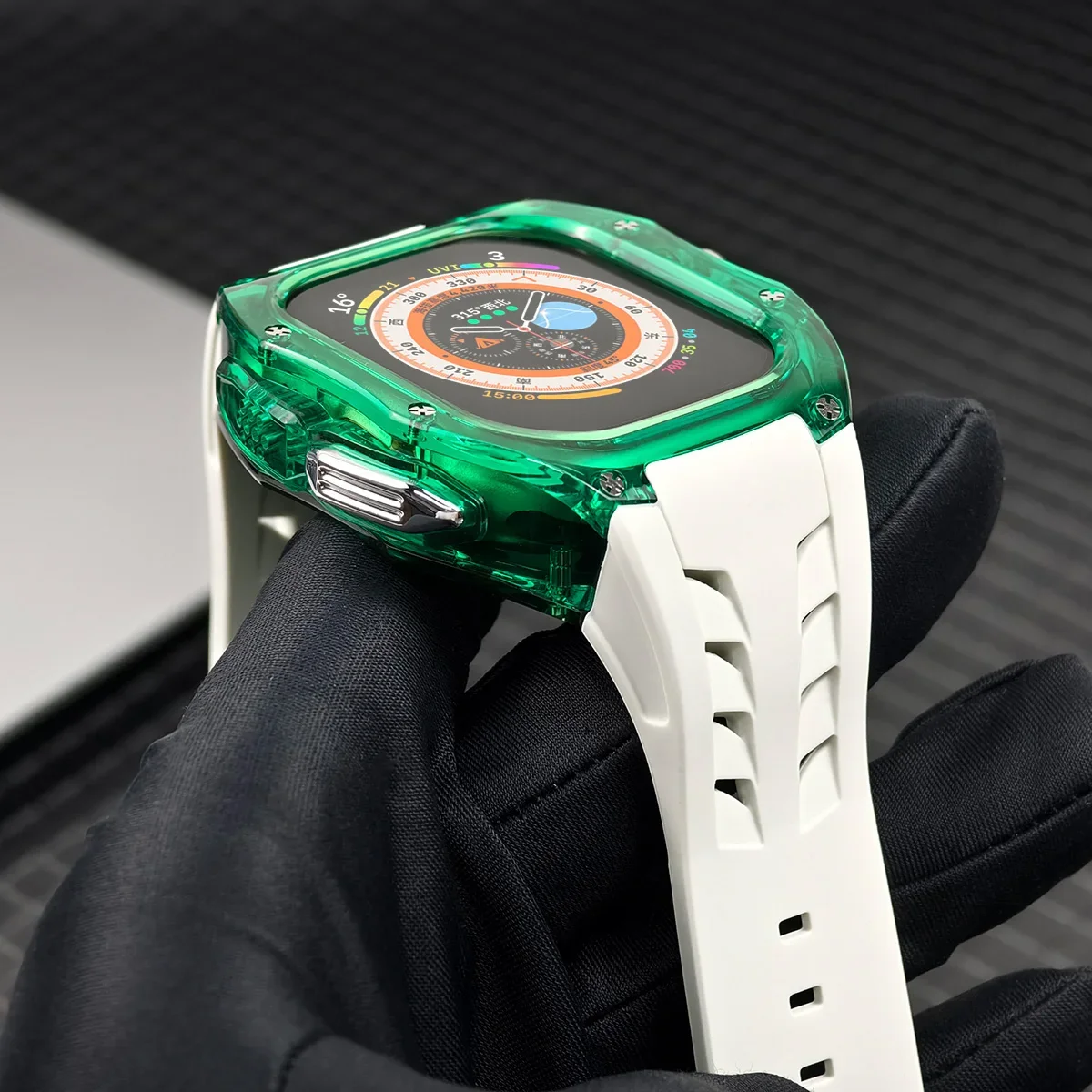 Suitable for Apple Watch Ultra2 49mm Luxury Modification strap+TPU case Fully Wrapped Lightweight Silicon Strap for IWatch9 49mm image 4