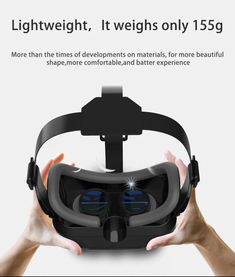 3D-Virtual-Reality-VR-Brille für Telefon, mobile Smartphones, 7-Zoll-Headset, Helm, Spiel mit echter Viar-Brille, Objektive für Mobilgeräte – Detail 12