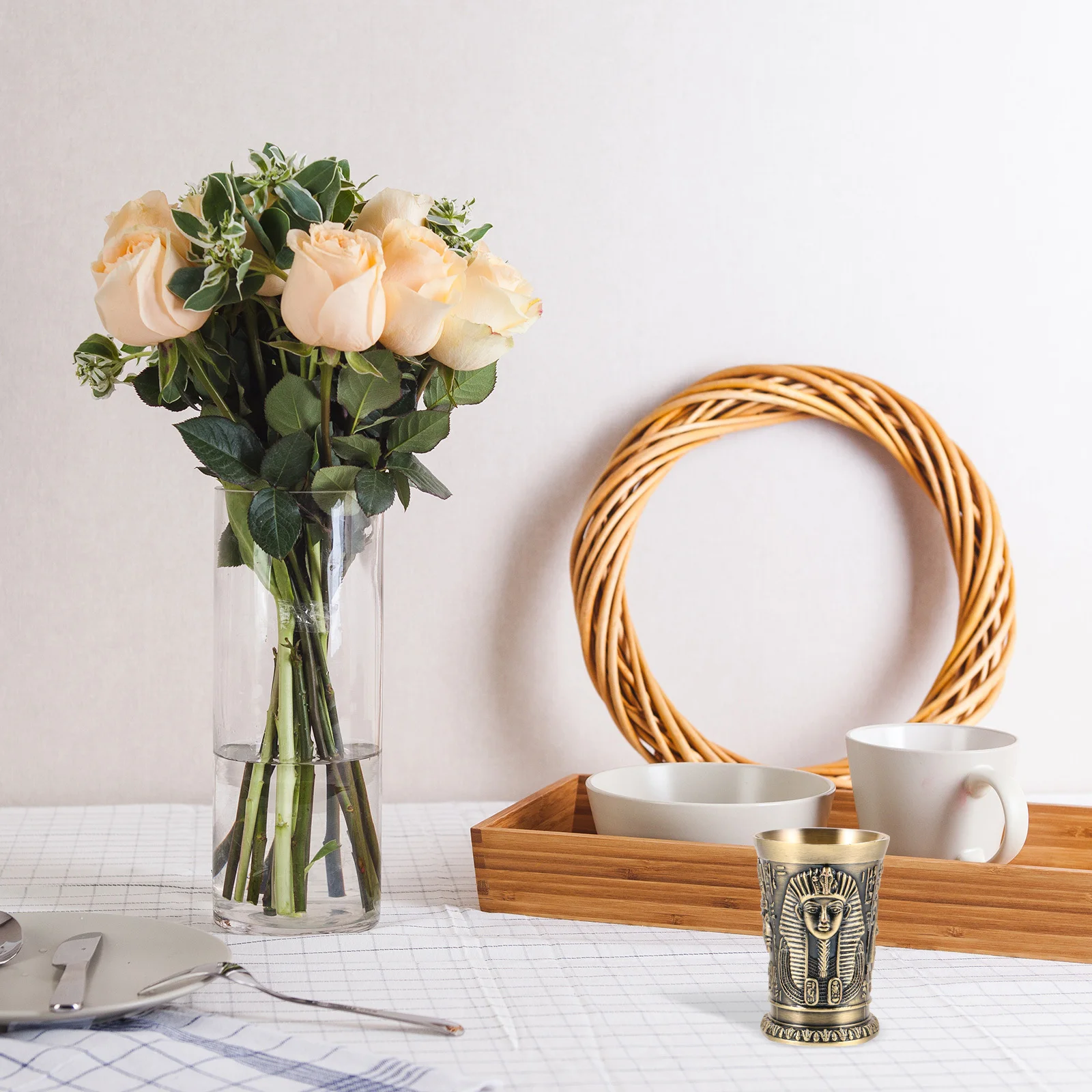 

Vintage Egyptian Wine Cup Copper Metal Small Cup For Whiskey Cocktail Water Reusable Decorative Drinking Retro Liquor