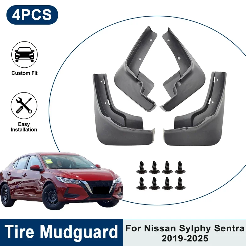 

Car Mud Splash Guards 4PCS For Nissan Sylphy Sentra 2019-2025 Waterproof Anti-Scratch Fender Mud Flaps Auto Exterior Tuning Part