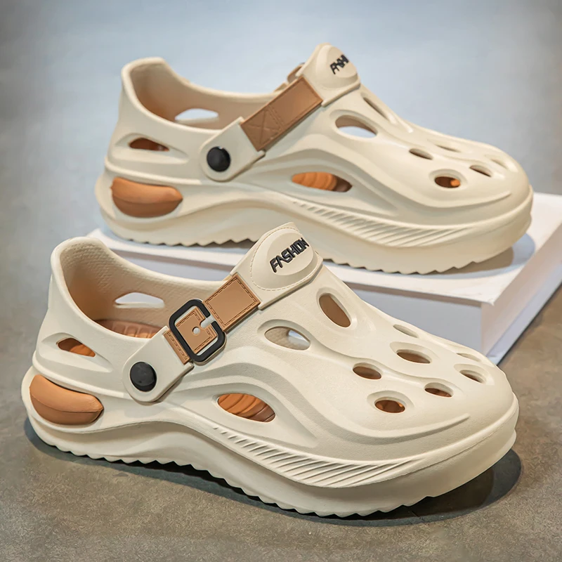 

Men's Summer Outdoor Wear Anti-Slip Fishing Sandals Comfortable Hole Hole Shoes Driving Beach Full Cover Slippers