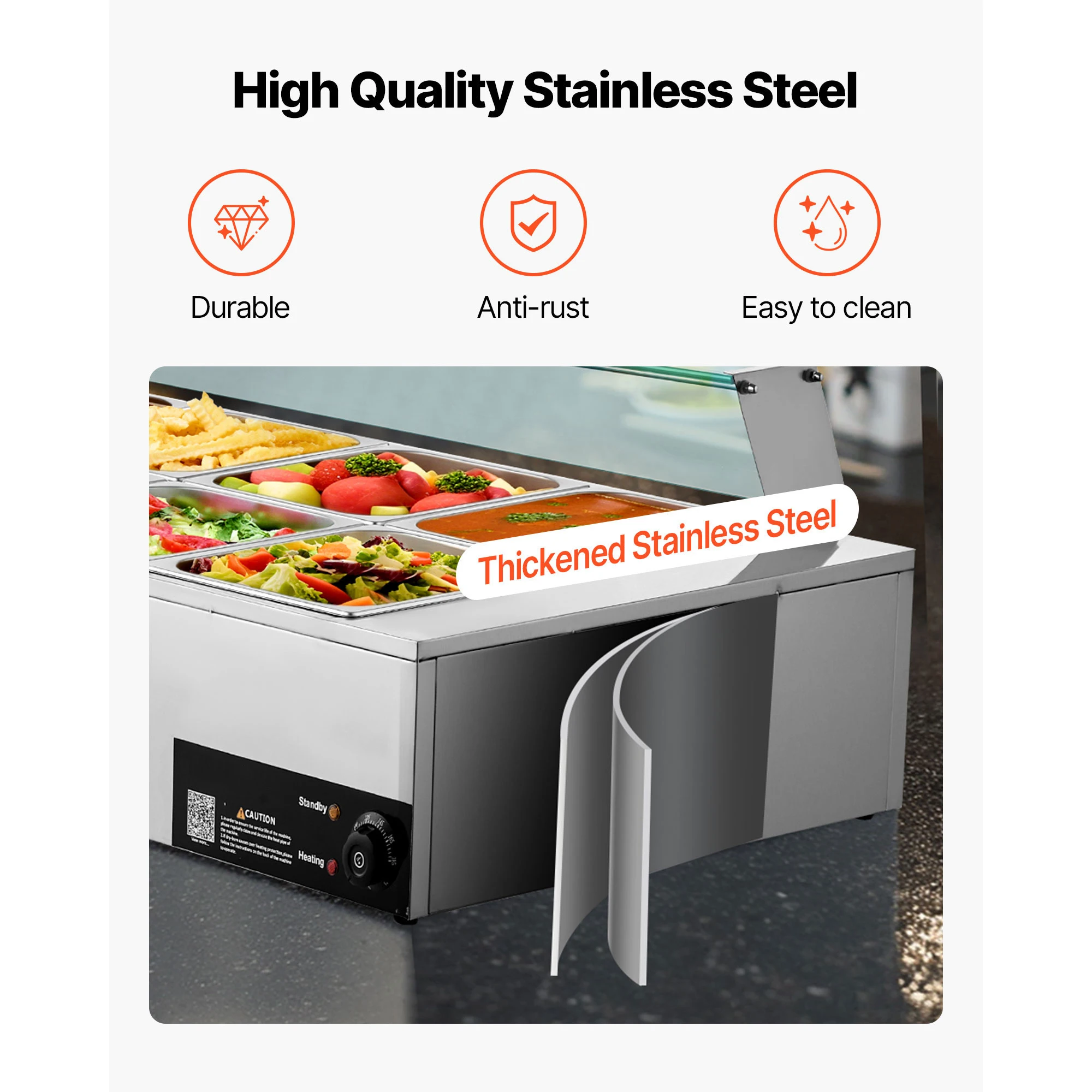 SucceBuy 10-Pan Commercial Food Warmer Electric Stainless Steel Steam Food Warmer with Glass Cover for Catering, Restaurant