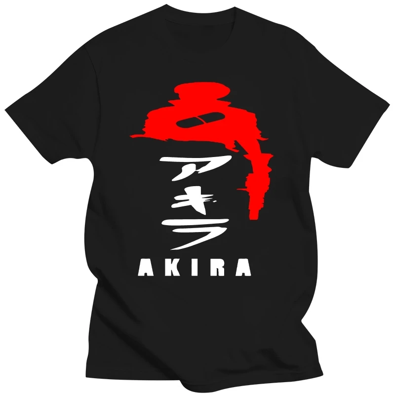 Akira Kaneda red and blak art anime manga ment shirt black top   Cartoon t shirt men Unisex New Fashion tshirt Loose Size