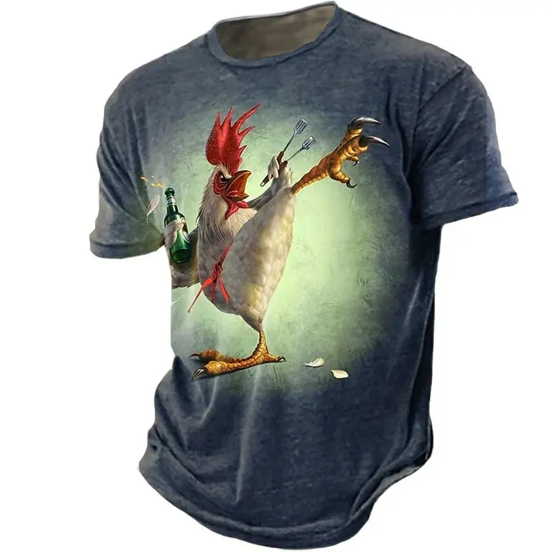 Unisex Animal Rooster 3d Print Funny T-shirt Top Men's Oversized Breathable Shirt For Men Tshirt Summer Casual Short-sleeved