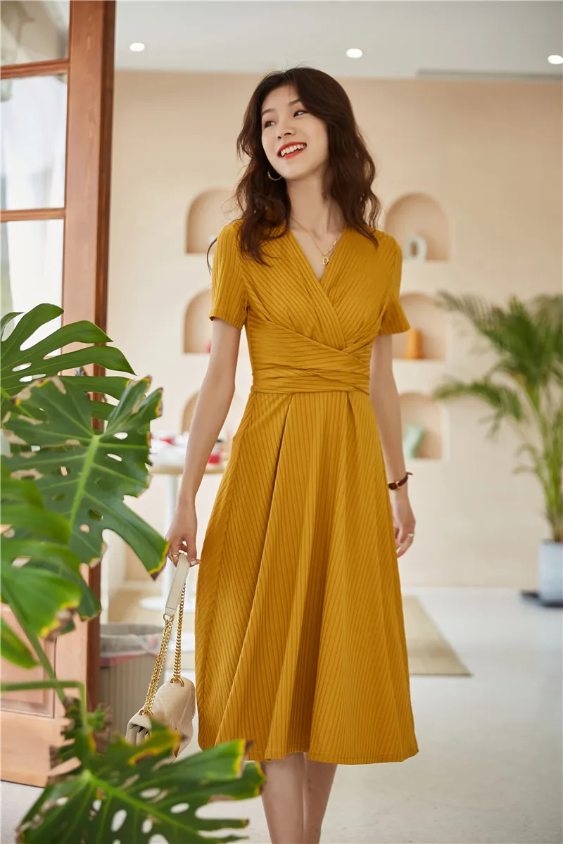 

DVF Wrap Dr Spring Summer V-ne Belted Slimming ort Sve Yellow Crossbody Women's Faion Dr