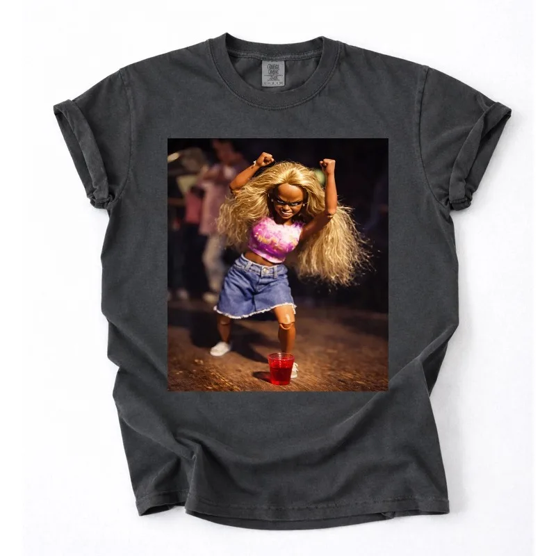 Funny Disgusting Doll Face Meme Girl Dancing Party Shirt Four season popular unisex cotton T-shirt