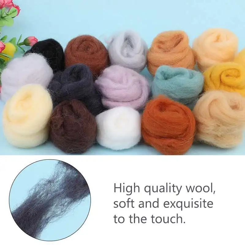 10 G DIY Wool Roving Needle Felting 8 Colors Wool Felting Fibre Handmade Material For Beginners Needle Felting Product Making