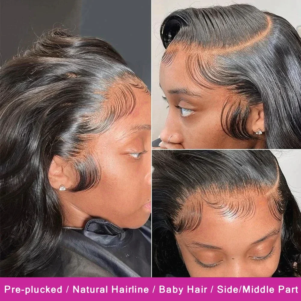 Gerade kurze Bob Perücke Spitze vorne Echthaar Perücken mit Babyhaar 13x4 HD transparente Spitze Frontal Perücke 100% Echthaar für Frauen