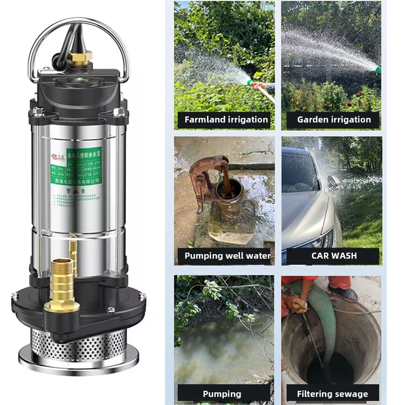 Rvs Dompelpomp Afvalpomp met 5/10 Meter Lift voor Riolering Drainage Waterpomp voor Landbouw Tuin Gebruik