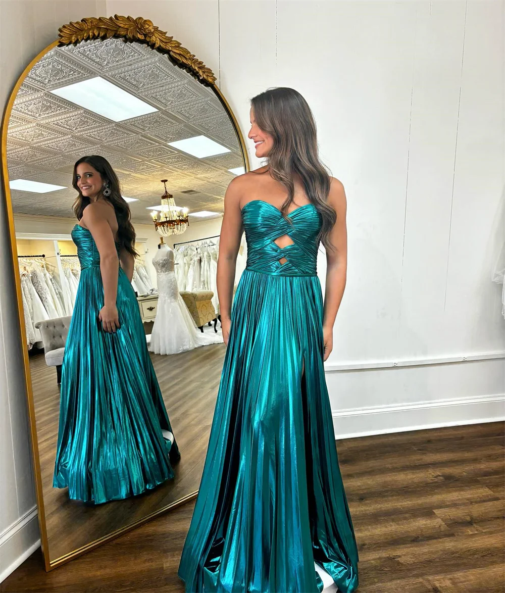 Amanda A-Line Draped Strapless robes de soirée Sleeveless Floor-Length Exquisite Evening Dresses Cocktail Party Wedding Dress