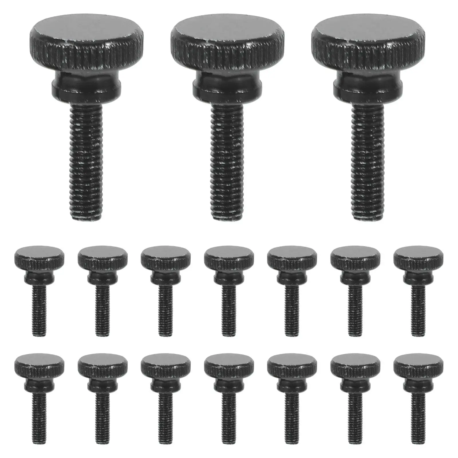 30Pcs Hand Tighten Carbon Steel Knurled Thumb Screws M5x18 Black Zinc Plated for Computer Case Bathroom Hardware Furniture