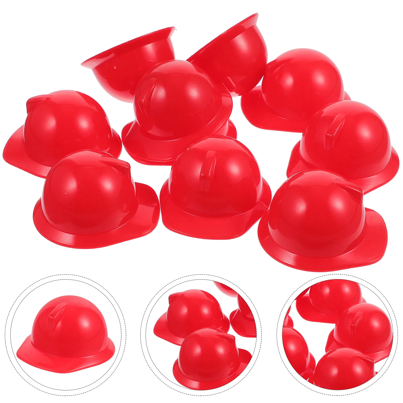 

10 Pcs Mini Toy Model (10 Helmets Bright Red) Baby Toys Hat Decor Decorate for Abs Dress up Safety Cap