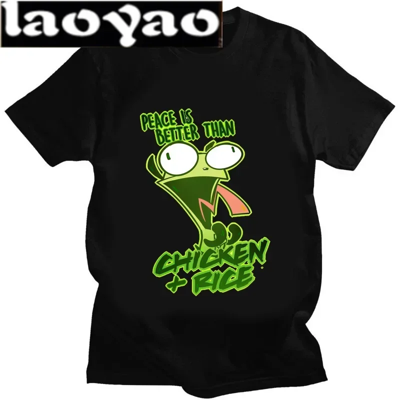 Anime Invader Girl Zim Image Cartoon Y2k Creative Trend Retro fashion Street wear summer unisex crew neck short sleeve T-shirt