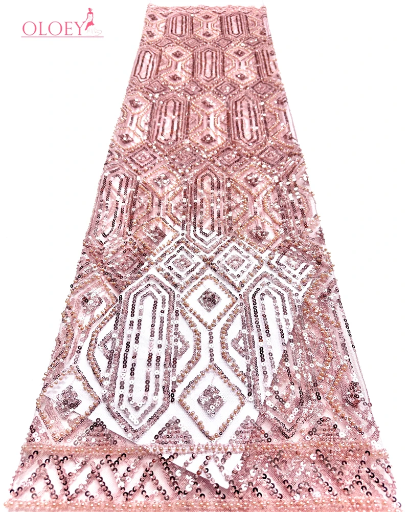 

Роскошная африканская тюлевая кружевная ткань OLOEY с бисером и пайетками, французская нигерийская сетчатая кружевная ткань для женских платьев и шитья