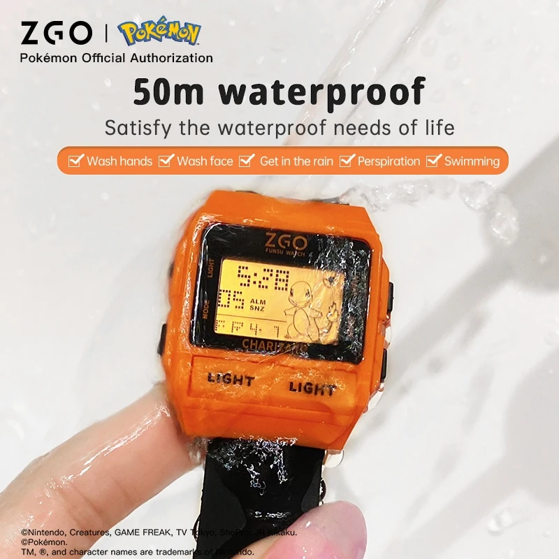 ZGO X Pokemon Charmander Children's Watches Kids Waterproof Electronic Watch Student Wristwatch Boys Girls Christmas Gift 8933