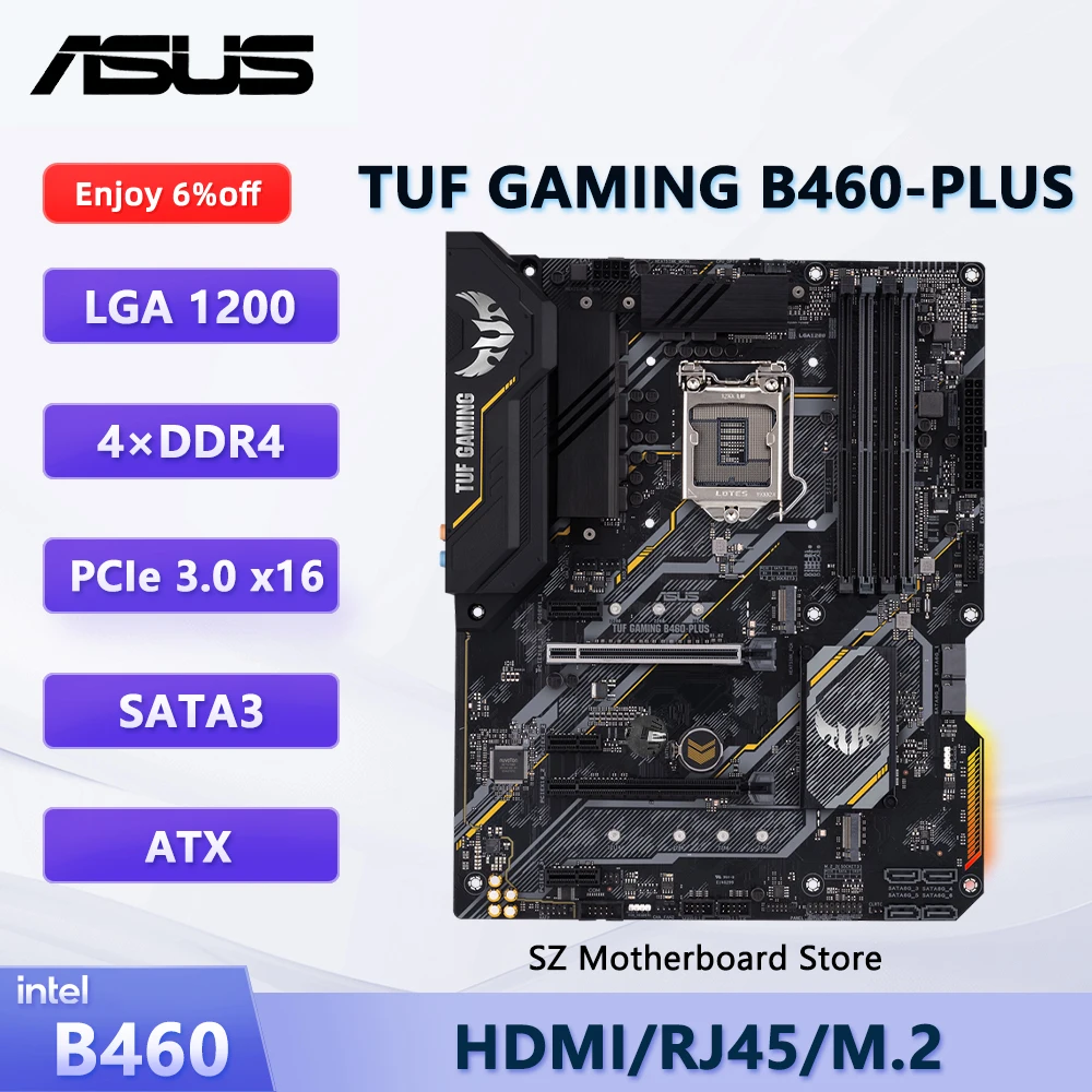 

ASUS TUF GAMING B460-PLUS B460 Motherboard For LGA 1200 10th Gen Intel i5-10400F 10400 i7-10700F 10700 i9-10850K CPU DDR4 ATX