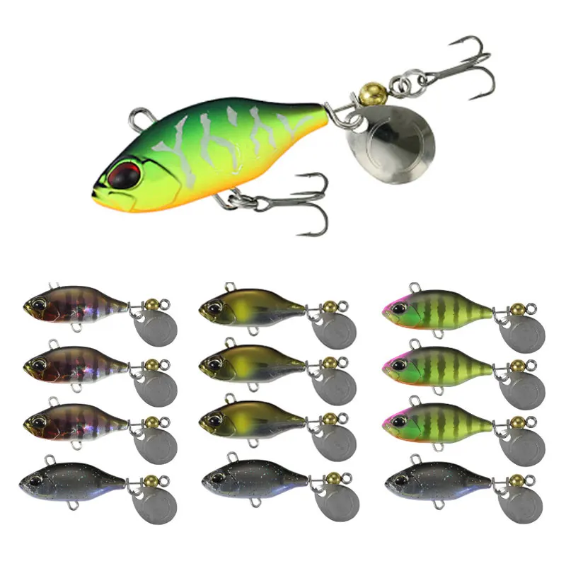 3pcs Fishing Lures Sinking Vib Luya Bait Penetration Rotates with Sheet Metal lure 35mm/7g Perch Artificial Bait Tail Spinner