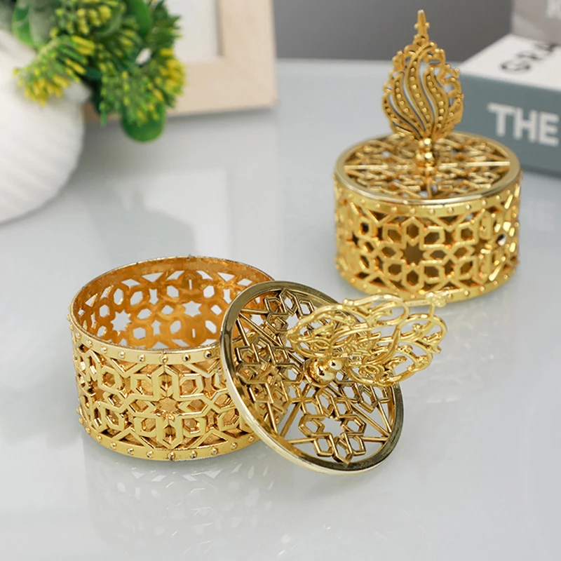 1Pc Souvenir Gift Case Gold Electroplating Small Box Home Table Decor Portable Wedding Trinket Box Candy Container Sugar Box