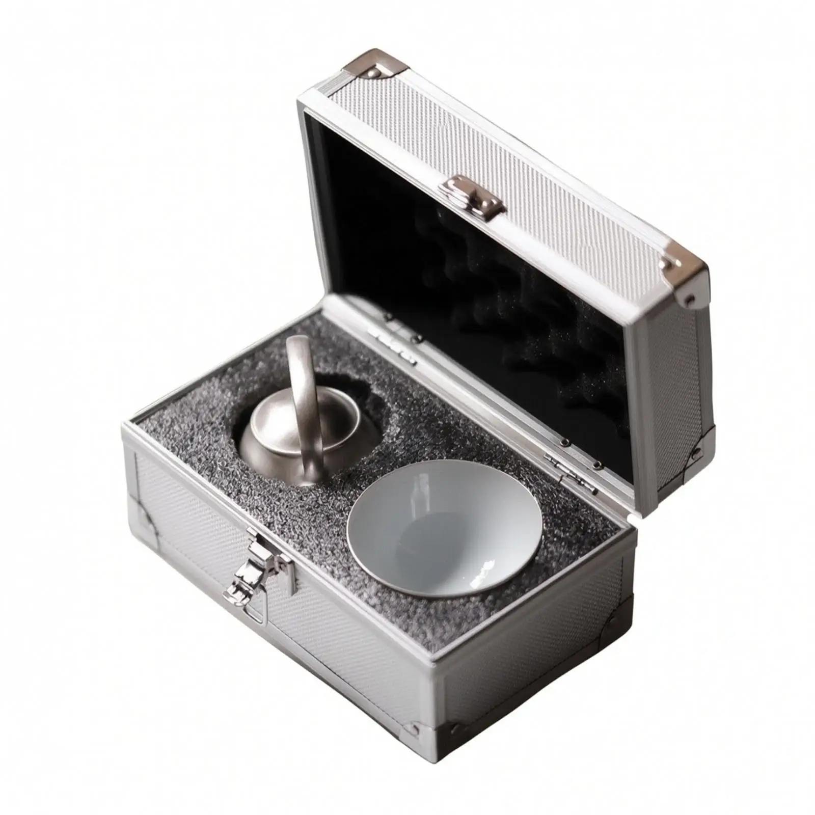 Tea Service Transport Case with Foam Compartments Hard-Shell Hinged-Lid Tea Storage Case with Front Latch Safeguarding