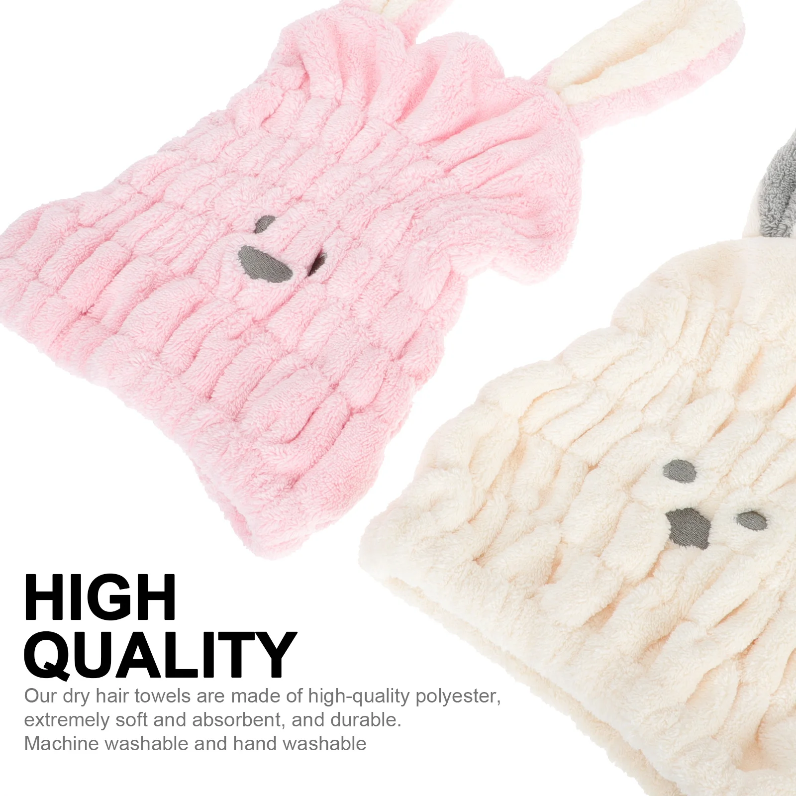 2Pcs Rabbit Pattern Hair Drying Caps Absorbent Fast Dry Hair Towels Soft Elastic Bathing Hats Comfortable Shower Caps for Women