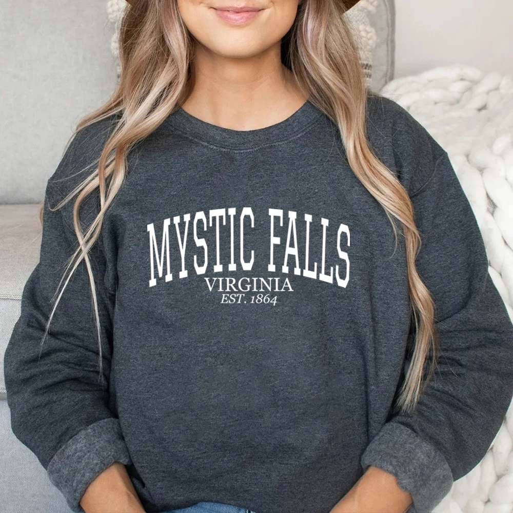 Mystic Falls Virginia Est.1864 Sweatshirt Salvatore hoodie Stefan and Damon jumper Virginia pullovwe Cute Gift For Vampire Fan