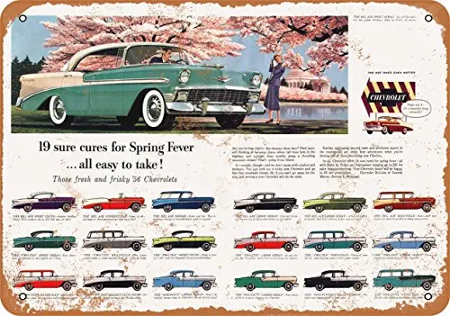 Metal Sign - 1956 Chevy Line-Up - Vintage Look Wall Decor for Cafe beer Bar Decoration Crafts