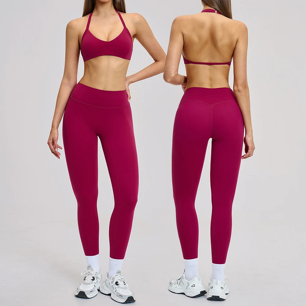 

Комплект для йоги из 2 предметов, женский спортивный костюм, комплект для фитнеса, леггинсы для тренировок, спортивный бюстгальтер, дышащая спортивная одежда, женская одежда