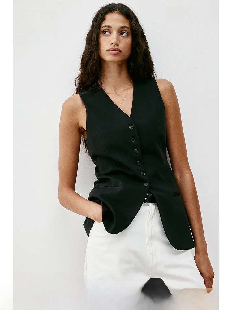 

Slim Fit V-Ne Svel Suit Vest Trendy Autumn Women's Jaet H&M Faionable mat Sle 29945 Ladies Vest
