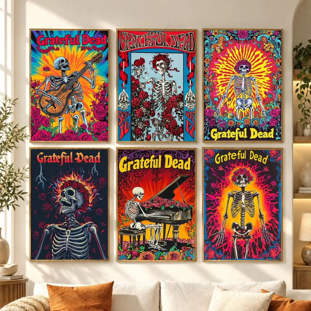 Classic Rock Band G-Grateful Dead Poster Premium Modern Waterproof Wall Art Pictures for Bedroom Living Room Bar Decor