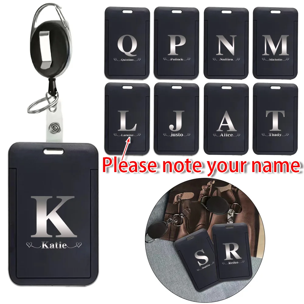 

Customized Name Keychain Name Tag Holder Employee Card Cover Retractable ID Badge Clip with Clip Security for Office Work Name
