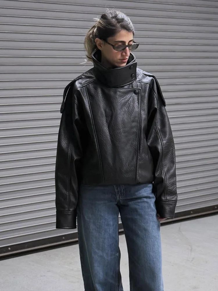 HH Donna Autunno High Street Cappotti larghi Donna Elegante tasca asimmetrica con bottoni Maniche lunghe Giacche slim con cerniera nera