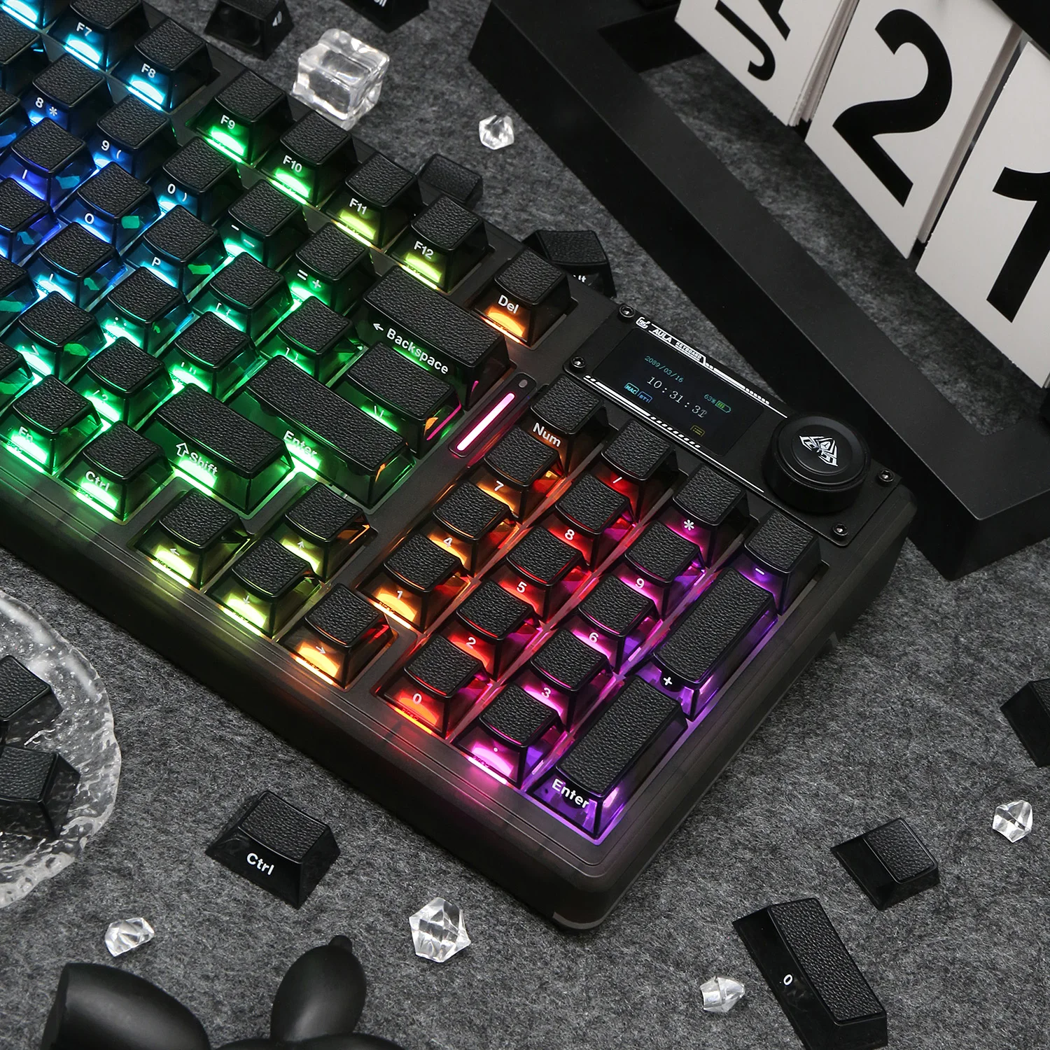 Kesi Texture Keycap Side Print Cherry Profile PBT+PC For Mechanical Gaming Keyboard Transmitting 126 Key Caps