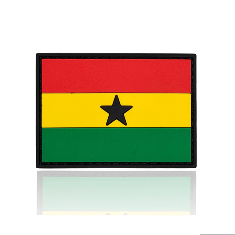 3D Ghana Flag PVC Embroidered Armband Rubber Patch Military Tactical Patch Clothing Personality Accessories Sticker 7*5cm