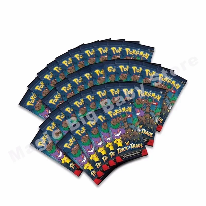 بطاقات البوكيمون حقيقية التداول الأصلية PTCG الولايات المتحدة الإنجليزية هالوين محدودة بطاقة حزمة بيكاتشو الداعم حزمة الصندوق الأصلي Gengar 2024