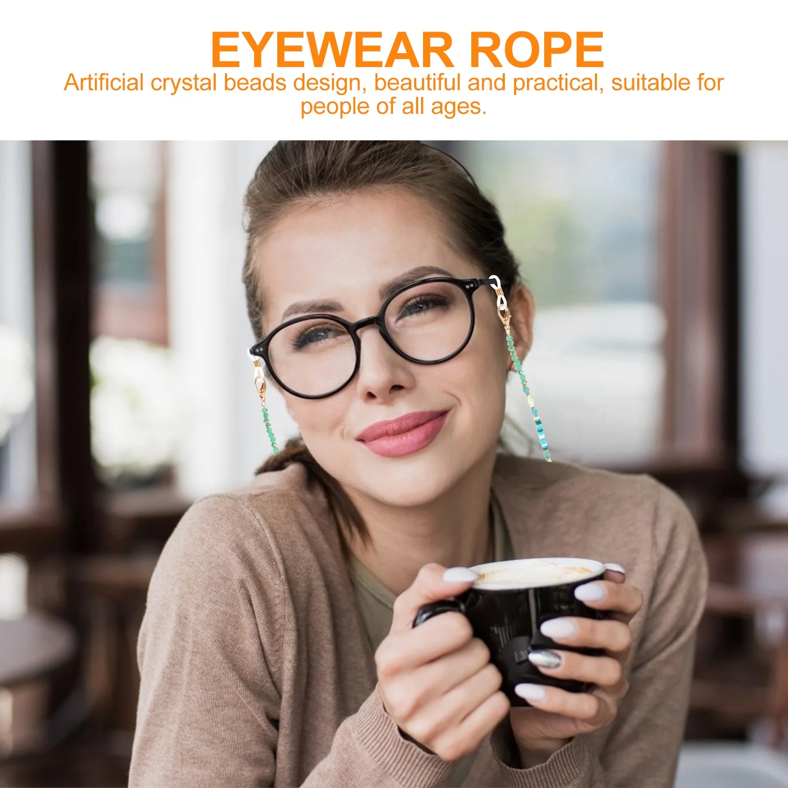 

2pcs Mask Lanyard Artificial Crystal Beads Anti-Lost Glasses Chain For Sunglasses Retainer Neck Strap