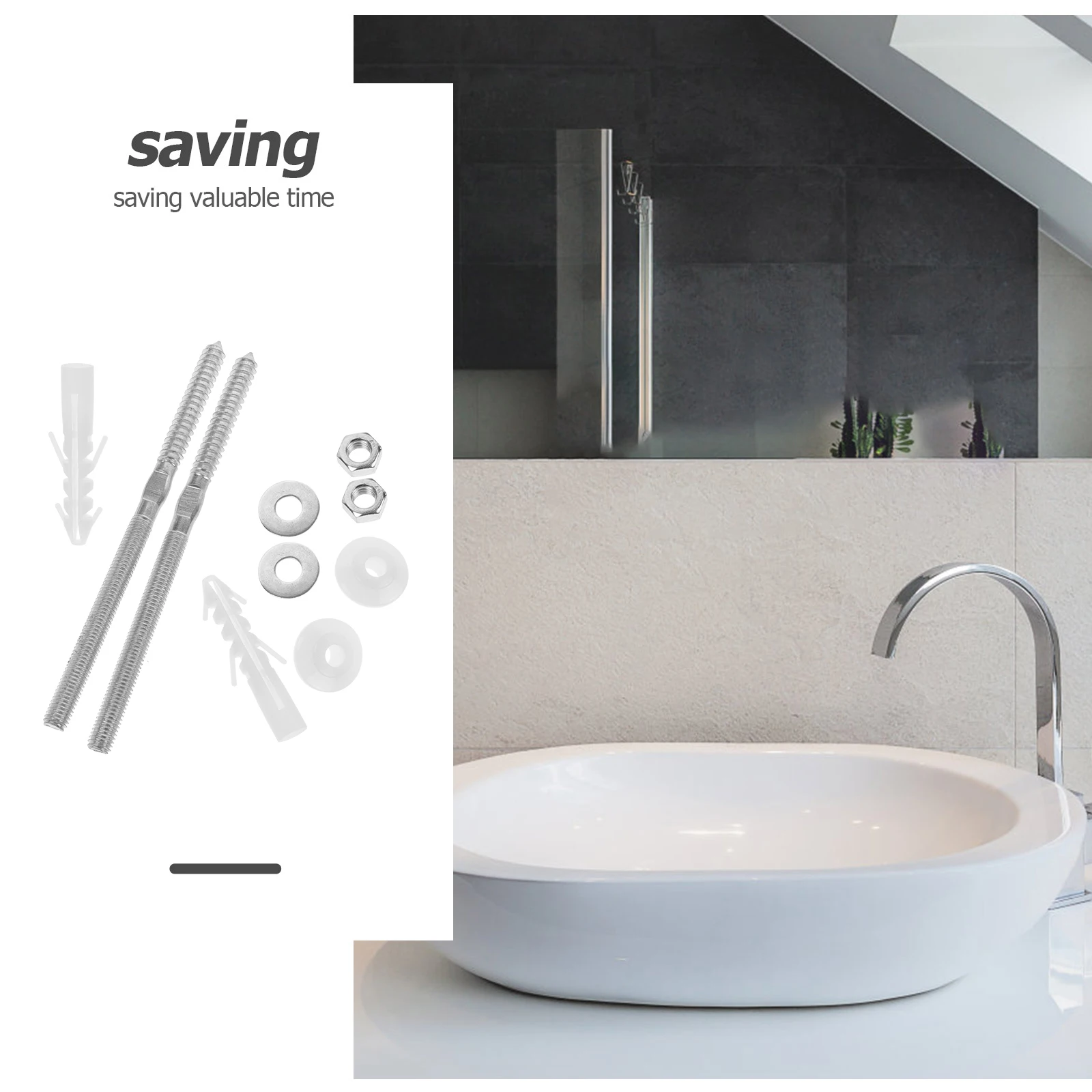 

Extended 10x180mm Basin Fixing Expansion Screws ABS Iron Material Wash Sink Mounting Set Durable AntiLoose Solution Kitchen