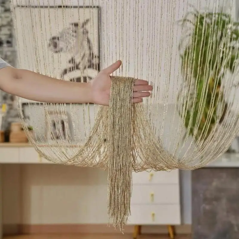 2Mx1M Fly Proof String Curtain Panels Soft Hanging Beaded Curtain Door Screen Lightweight Room Divider for Home