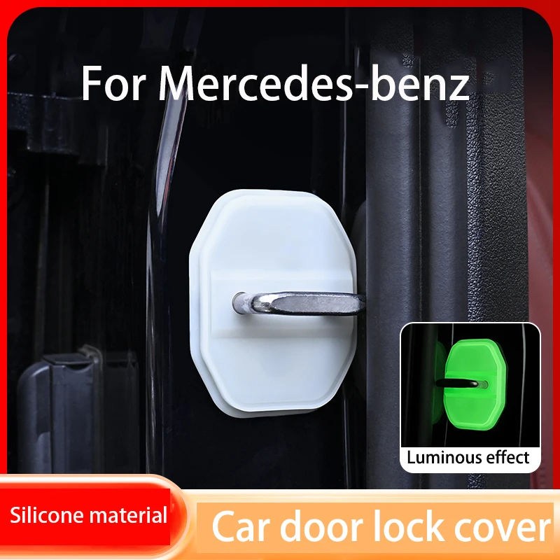

4PC/set Silicone Car Door Lock Buckle Protection Cover For Mercedes-benz A B C E S-Class CLA EQC GLE CLS GLK GLA