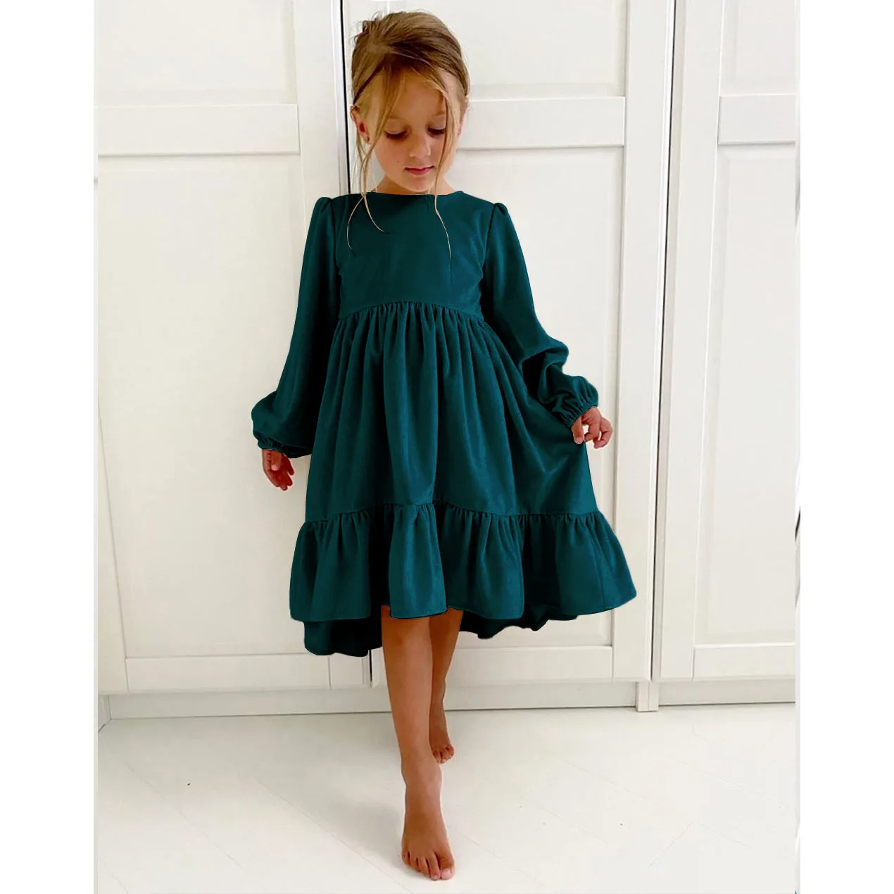 AmyStylish Little Girls autunno/inverno maniche lunghe natale capodanno Casual Holiday Dress