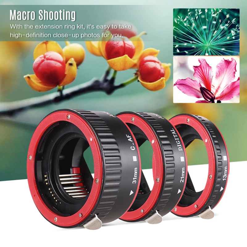 Andoer Portable Auto Focus AF Macro Extension Tube Adapter Ring Replacement for Canon 60D 7D 5D II 550D EOS EF EF-S Mount Lens