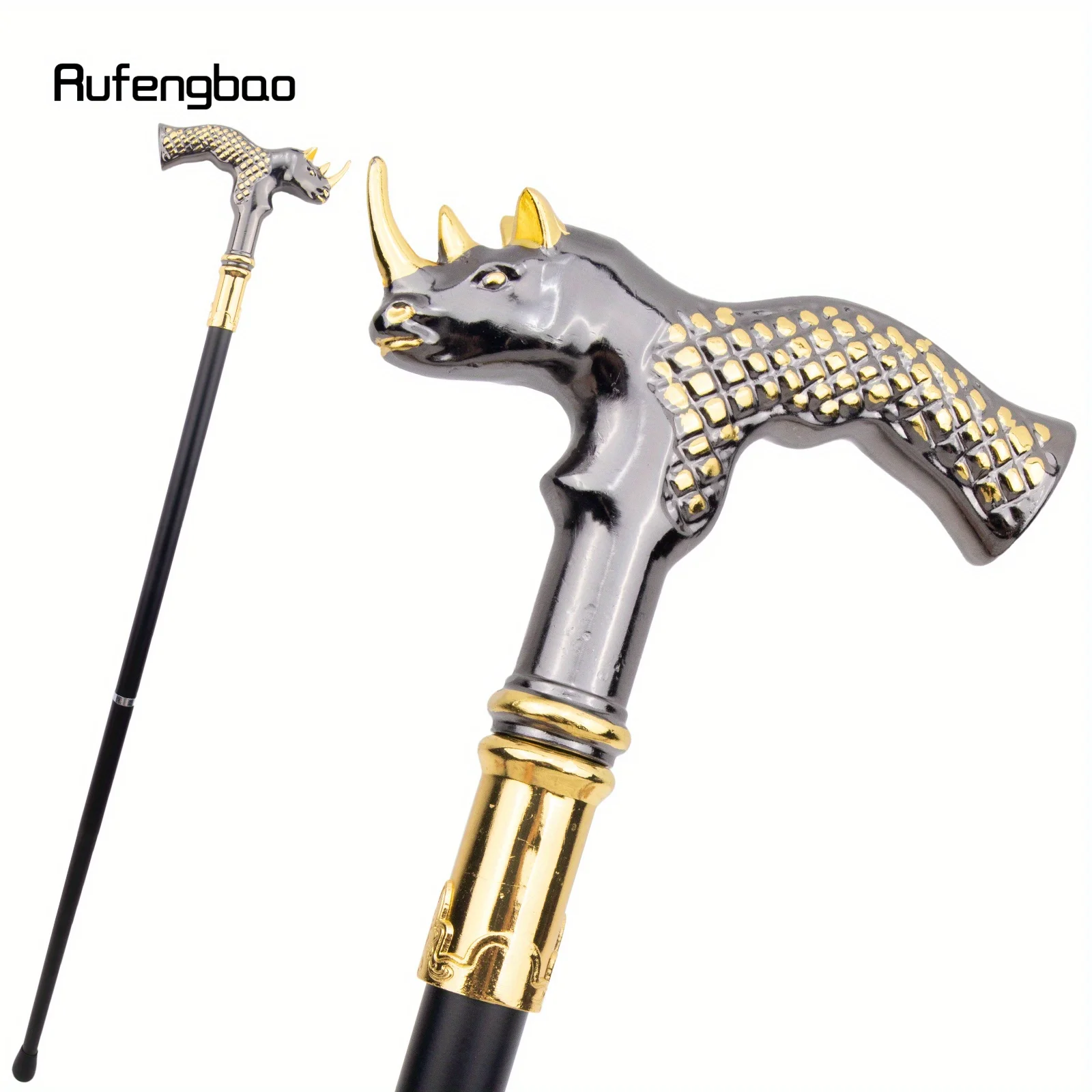 

Golden Black Rhinoceros Fashion Stick Decorative Stick Vintage Fashionable Walking Cane Crosier 91cm Performance Stage Cane