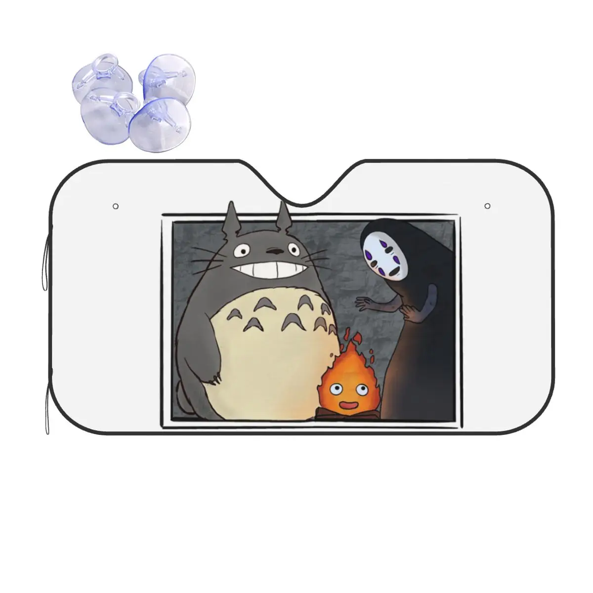 

Three Ghibli Friends Sunshade Windscreen Car Front Windshield Window Sun Visor Accessories Covers