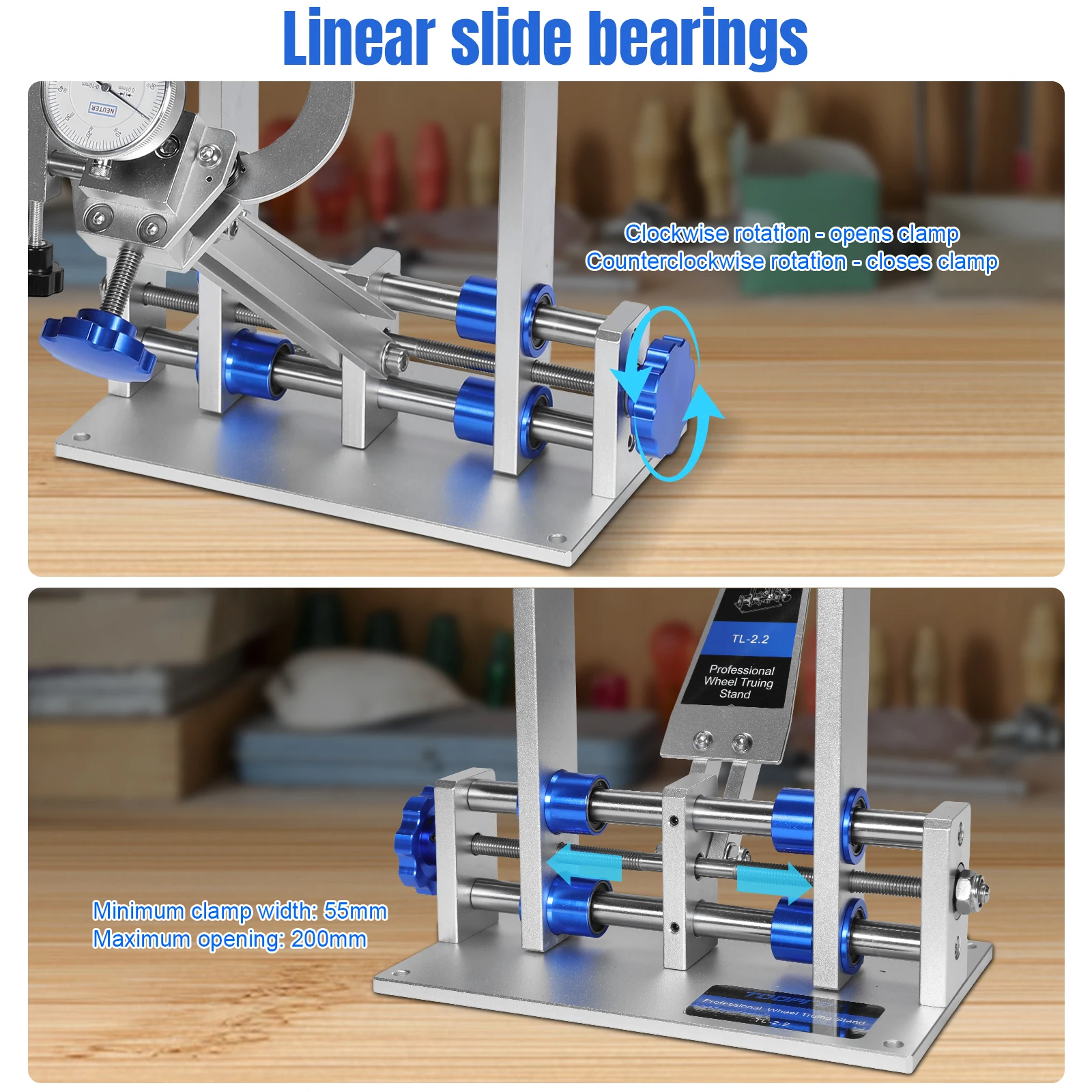 

Bicycle Wheel Truing Stand Aluminum Alloy Bike Hub Maintenance Repair Platform with Dial Indicators for Professional Mechanics