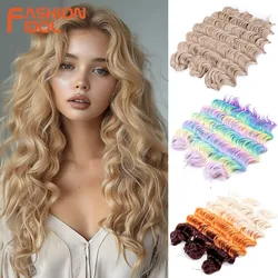 300g 24 Inch Deep Wavy Twist Crochet Hair Synthetic Curly Hair Crochet Braids Ombre Blonde Braiding Hair Extensions For Women